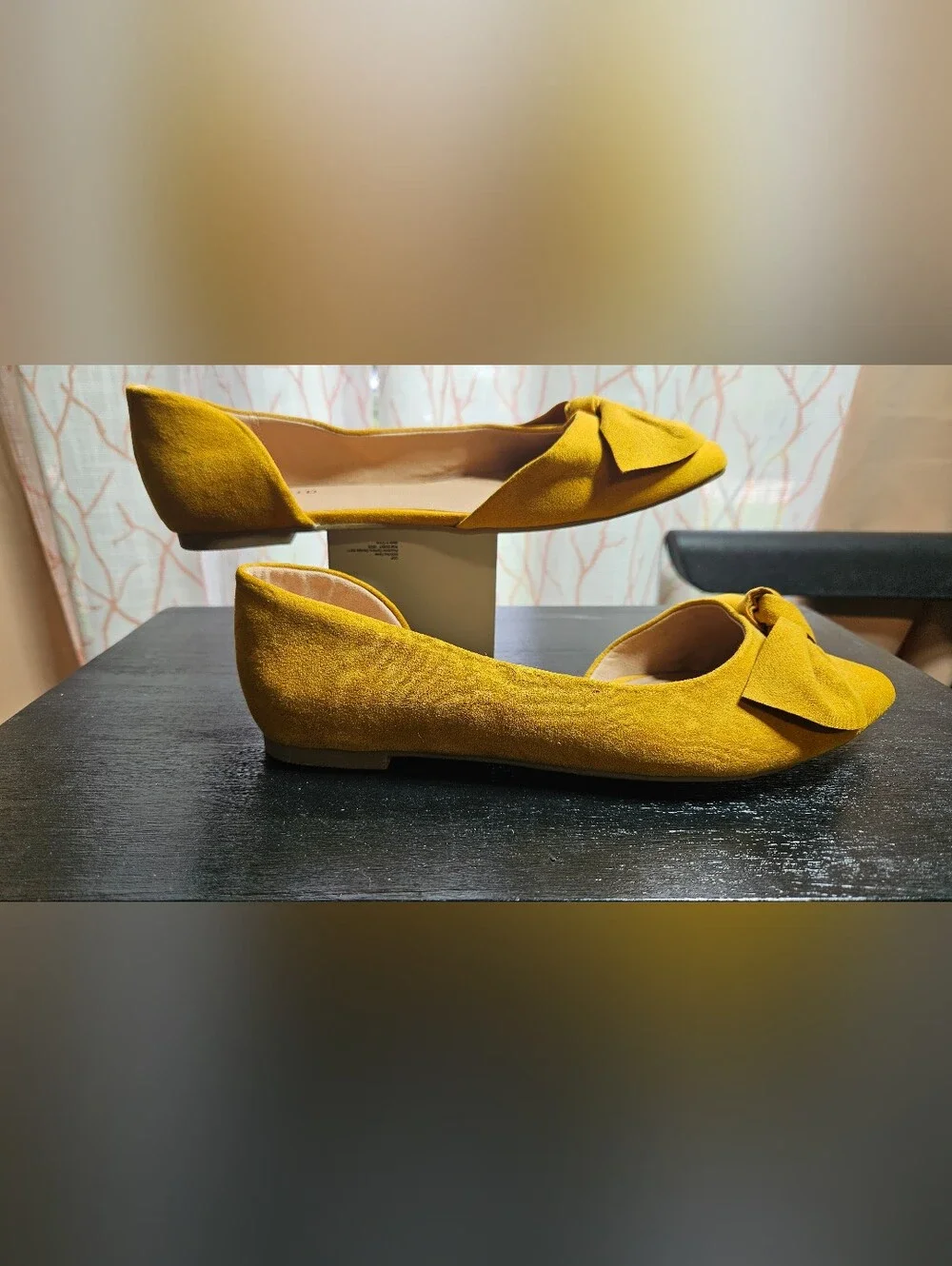 Torrid 8W Mustard Yellow Suede Bow Pointed Toe Flats